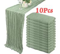 Chemin de Table en tissu de fromage, 40x270cm, tissu de gaze Boho rustique transparent pour mariage, réception nuptiale, fête, Banquet, 10 pièces Sage Green