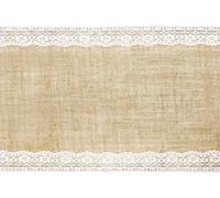 Chemin de table - En toile de jute - 28 cm x 2,75 m - Avec dentelle - Pour mariage, fête de jardin, décoration de table vintage