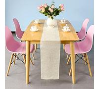 Chemin de table en toile de jute avec bords cousus - Décor rustique pour mariage, en tissu naturel en jute pour création, mariage, décoration de table pour fête, crème, 33 x 275 cm, 1 pièce