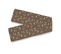 Chemin de table extra long de Noël marron, rouge, vert, bougie cloche, chemin de ferme, décoration de salle à manger, cuisine, vacances, 33 x 178 cm