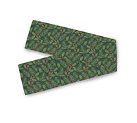 Chemin de table extra long saisonnier de Noël vert foncé houx baie pin rustique décoration d'automne intérieur/extérieur vacances décoration de fête 33 x 178 cm