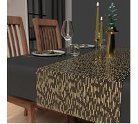 Soleil d'Ocre Chemin de table festif imprimé 40 x 180 cm Or Noir