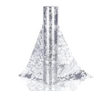 Chemin De Table Filet avec Feuille d'argent 29cmx10m, Chemin De Table Polyester,Ruban De Table Métallisé Décoration pour Fête,Célébrations,Anniversaire, Mariage, Noël, Fêtes De Bébé,DIY,etc.