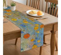 Chemin de table floral bleu, fleurs artistiques vintage pour cuisine, salle à manger, maison, dîners de famille, vacances, fournitures de fête 33 x 183 cm
