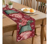 Chemin de table floral de Noël, motif vintage fleurs et flocons de neige pour décoration de salle à manger festive 33 x 183 cm