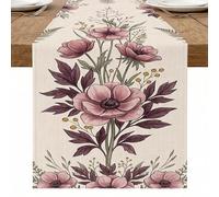 Chemin de table floral, fleurs de pêche vintage, botanique, rustique, décoration pour la maison, les dîners de famille, les fêtes de fin d'année, 33 x 274 cm