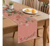 Chemin de table floral, fleurs de pêche vintage et flocons de neige pour la maison, la salle à manger, décoration de table de vacances, 33 x 183 cm
