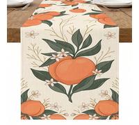 Chemin de table floral orange, design botanique vintage pour décoration de salle à manger printanière, parfait pour les réunions de famille et les fêtes de fin d'année, 33 x 274,3 cm