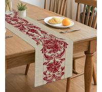 Chemin de table floral rouge, motif roses vintage élégant pour décoration de maison, salle à manger et rassemblements de vacances 33 x 183 cm