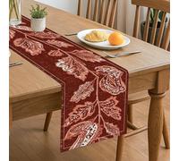 Chemin de table floral rustique, motif de feuilles vintage, décoration d'automne pour la maison, les réunions de famille, les événements de vacances, 33 x 183 cm
