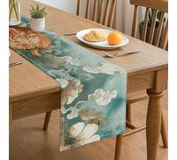 Chemin de table floral vintage, élégant motif aquarelle et nuage pour décoration de salle à manger, parfait pour les réunions d'automne et les fêtes de fin d'année, 33 x 183 cm