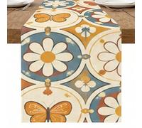 Chemin de table floral vintage, papillons colorés et chrysanthèmes pour décoration de maison, salle à manger, fournitures de fête de printemps 33 x 228,6 cm