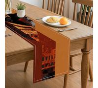 Chemin de table géométrique d'automne - Design abstrait rustique - Décoration de salle à manger pour la maison, les réunions de famille, les événements de vacances - 33 x 183 cm