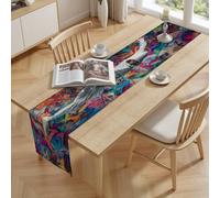 Chemin de Table Graffiti Danseur Nappe Décorative Lin 40x140cm Street Culture Adolescent , Décoration de Maison Hip Hop Garçon Chemin de Table pour Salle à Manger et Fête