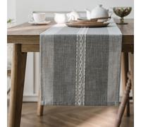 Chemin de table gris de 330 cm de long - Jacquard avec motif à rayures - Chemin de table basse en polyester pour cuisine, salle à manger, vacances, décoration de table de mariage pour maison, fête, 33