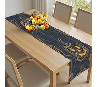 Chemin de Table Halloween Citrouille Lavable 40x180cm, Nappe en Lin Dessin Ligne Décoration de Table Simple Branche sur-Nappe pour Cuisine et Table Basse