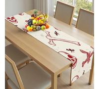Chemin de Table Horreur Crâne Lavable 40x180cm, Nappe en Lin Halloween Chauve Souris Décoration de Table Fantastique Croix sur-Nappe pour Cuisine et Table Basse