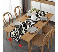 Chemin de table imitation lin motif zèbre 35,6 x 152,4 cm pour dîner, Noël, fête d'anniversaire, décoration de la maison