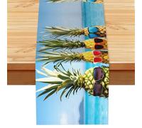 Chemin de table imprimé ananas de plage 33 x 183 cm, nappe de cuisine, table à manger, décoration pour la maison, fête, restaurant