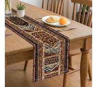 Chemin de table imprimé animal sauvage, style safari, léopard rayé, cheval, décoration rustique pour la maison, les réunions de famille, les événements de vacances, 33 x 183 cm