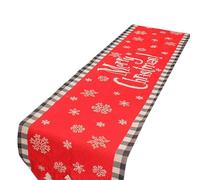 Chemin de table imprimé avec drapeaux, résistant à l'usure et aux taches, idéal pour décorer votre table de Noël. Motifs : flocons de neige, Père Noël, 3 modèles disponibles. (English Snowflake Model)