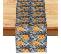 Chemin de table imprimé citrouille d'Halloween 33 x 182,9 cm, nappe décorative printanière pour cuisine, table à manger et réunions de famille