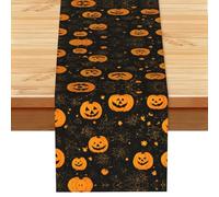 Chemin de table imprimé citrouille Halloween Saint-Valentin pour dîners de famille, fêtes de vacances, décoration de mariage