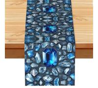 Chemin de table imprimé Crystal03 bleu pour la Saint-Valentin, les dîners de famille, les fêtes, les mariages, etc