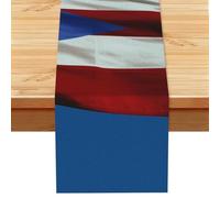Chemin de table imprimé drapeau de Porto Rico - 33 x 183 cm - Aspect lin - Décoration de table saisonnière pour le printemps et l'été - Décoration de table pour fête, maison, cuisine, salle à manger