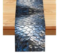 Chemin de table imprimé écailles de poisson argenté pour la Saint-Valentin, les dîners de famille, les fêtes de fin d'année, décoration de mariage
