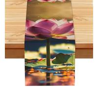 Chemin de table imprimé fleurs de lotus rose pour la Saint-Valentin, les dîners de famille, les fêtes de fin d'année, décoration de mariage