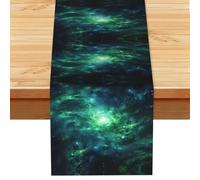 Chemin de table imprimé galaxie vert pour la Saint-Valentin, les dîners de famille, les fêtes de fin d'année, décoration de mariage