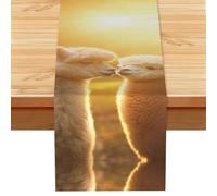 Chemin de table imprimé « I Love Alpagas » pour la Saint-Valentin, les dîners de famille, les fêtes de fin d'année, décoration de mariage