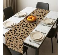 Chemin de table imprimé léopard, motif animal rustique chic, décoration de salle à manger pour la maison, les réunions de famille et les fêtes de fin d'année, 33 x 183 cm