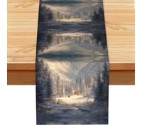 Chemin de table imprimé Winter Wonderland - 33 x 183 cm - Décoration de table de cuisine, de salle à manger - Pour maison, fête, restaurant