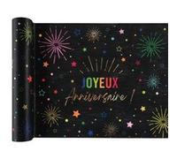 chemin de table intissé anniversaire multi 30cmx3m - générique 9017 30-11 Noir G