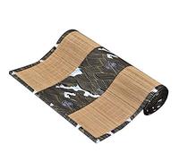 Chemin De Table Japonais en Bambou avec Motif, Longs Napperons D'hôtel De Table, Tapis De Table Durable Antidérapant Lavable, Bleu/Or(Color:Mer de Nuages,Size:30×90cm)