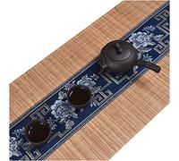 Chemin De Table Japonais en Soie De Bambou, Napperons Tissés à La Main en Tissu, Table Basse De Salon De Thé Napperons Antidérapants, Bleu Marine(Size: 30×150cm)