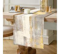 Chemin de Table Jaune en Lin Double Couche Chemin de Table Doré épais Tissu Décoratif pour Anniversaire, Table Basse, Fêtes, Mariage, événements Dîner, Décoration d'intérieur 40 cm x 140 cm