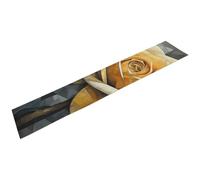 Chemin de table jaune et gris clair en coton et lin - 183 cm de long - Chemin de table moderne pour cuisine, salle à manger - Décoration de fête - 33 x 183 cm