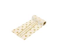 Chemin de table joyeuses fêtes en toile naturelle or 4 m x 14 cm - Ivoire