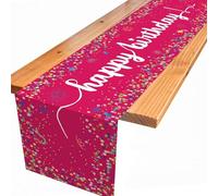 Chemin de Table Joyeux Anniversaire 183 x 33cm, Happy Birthday Coloré, Table Runner pour Fête d'Anniversaire Déco (Rose)