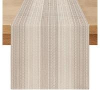 Chemin de Table Lin Style Vintage 180×40 cm Crème Vendos85