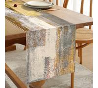 Chemin de Table Mariage en Lin Double Couche Chemin de Table Doré Jaune épais Tissu Décoratif pour Table Basse, Fêtes, Mariage, événements Dîner, Décoration d'intérieur 33 cm x 183 cm