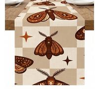 Chemin de table marron antimites - Design vintage d'inspiration rustique - Pour décoration de salle à manger d'automne et réunions saisonnières - 33 x 228,6 cm