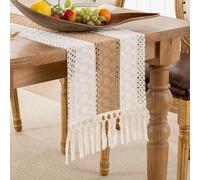 Chemin de Table Marron Bohème Décoratif Chemin de Table Moderne Macramé d'hiver Style Maison de Campagne Lavable Décoration de Table Fête Rustique pour Cuisine et Table à Manger 30 x 140 cm