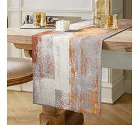 Chemin de Table Marron et Gris Moderne Coton Lin Accent Double Couche Épaissir Tissu Décoratif pour Fête, Travaux, Manuel, Anniversaire, Mariage, Noël, DIY 40 cm x 140 cm Lavable en Machine