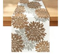 Chemin de Table Modern d'automne Gris Brun Fleurs Été Hiver Décoration Nappe pour Cuisine Quatre Saisons Table Saisonnière Mariage Approprié Intérieur Vacances 40 x 140 cm