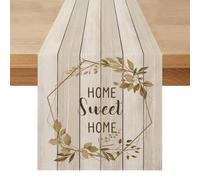 Chemin de Table Moderne Beige Clair Extérieur Imperméable - Lavable - Étanche à l'eau Rustique Décoration de Table pour Printemps Automnal Cuisine Vacances Mariage Fêtes Café 40x140 cm