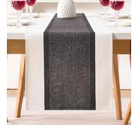 Chemin de Table Moderne Coton Lin Accent Marron et Beige Couche Épaissir Tissu Décoratif Chemin de Table à Rayures pour Fête Dîner Vacances Cuisine Banquet Restaurant Extérieur Lavable en Machine